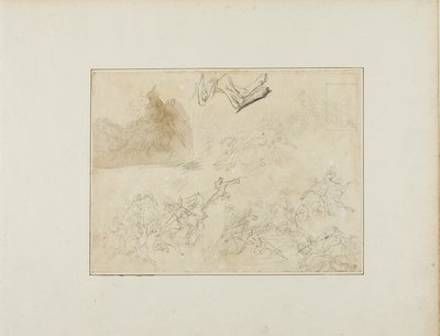 騎兵隊の戦いのスケッチ、犬の後ろ足 作： Jean Louis André Théodore Géricault