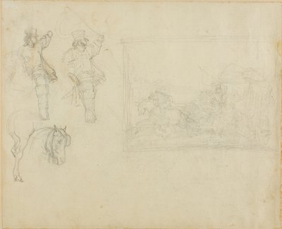 ポスティリオンと駅馬車のスケッチ 作： Jean Louis André Théodore Géricault