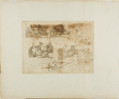 騎兵隊の戦いのスケッチ、頭部、グレイハウンドの前足 作： Jean Louis André Théodore Géricault