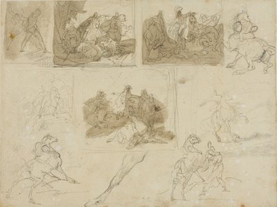 騎兵戦闘のスケッチと輓馬の研究 作： Jean Louis André Théodore Géricault