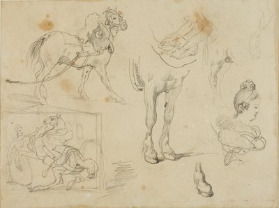 輓馬、鍛冶屋、若い女性の研究 作： Jean Louis André Théodore Géricault