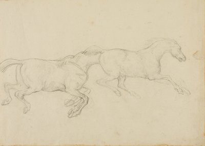 右に疾走する2頭の馬 作： Jean Louis André Théodore Géricault