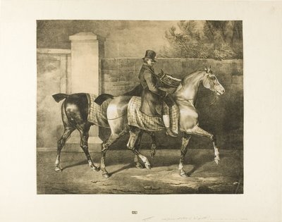 ジョッキーが歩かせる2頭の馬 作： Jean Louis André Théodore Géricault