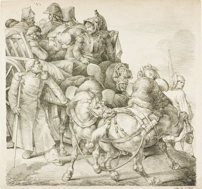 負傷兵を乗せたワゴン 作： Jean Louis André Théodore Géricault