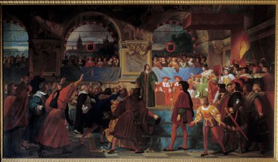 1506年5月14日、国王ルイ12世は、トゥールの州知事に「民衆の父」を宣言した。この称号は、平民が支払う税金の額を減らしたことから与えられたものです。ジャン・ルイ・ベザール（1799-1861）による絵画 作： Jean Louis Bezard