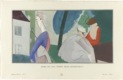 Gazette du Bon Ton、1914年 - No. 6、pl。 56: ブッサンゴーによるポール・ポワレのローブ (オブジェクトのタイトル) 作： Jean Louis Boussingault