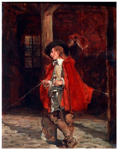 赤いマントをまとったブルターソードマン、19世紀 作： Jean Louis Ernest Meissonier