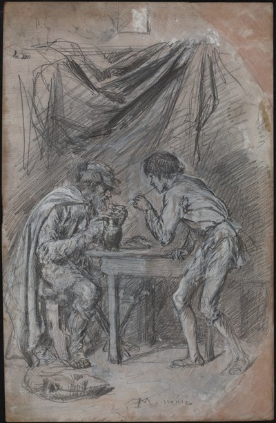 盲目の男から飲み物を盗むラザリージョ・デ・トルメス 作： Jean Louis Ernest Meissonier