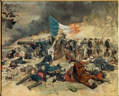 Le Siege de Paris (1870-1871) プロイセンに包囲されたパリを描いた寓話。アーネスト・ミーソニエ（1815-1891）による絵画。1871-1891.薄さ0.53×0.70メートル パリ、オルセー美術館 作： Jean Louis Ernest Meissonier