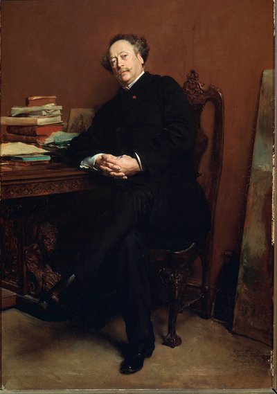 1877年のアレクサンドル・デュマ・ジュニア（1824-1895）の肖像 ジャン・ルイ・アーネスト・ミーソニエ（1815-1891）による絵画。ヴェルサイユ宮殿美術館（Musee des Chateaux de Versailles 作： Jean Louis Ernest Meissonier