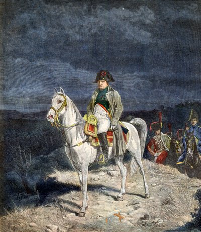 1814年、馬に乗ったフランス皇帝ナポレオン1世 - Meissonierの後の彫刻。 作： Jean Louis Ernest Meissonier