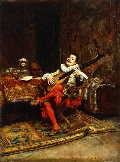 リュート奏者、1887 作： Jean Louis Ernest Meissonier