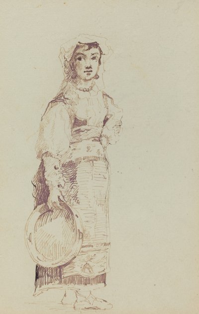 タンバリンを持つ女性 (裏面) 作： Jean Louis Ernest Meissonier