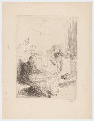 法廷でクライアントと弁護士 作： Jean Louis Forain (signed by artist)