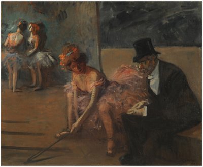 ステージの後ろに崇拝者と一緒に踊るダンサー 作： Jean Louis Forain