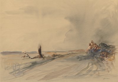 荒廃した土地のレクト、風景の中の人物、c。 1919年。 作： Jean Louis Forain
