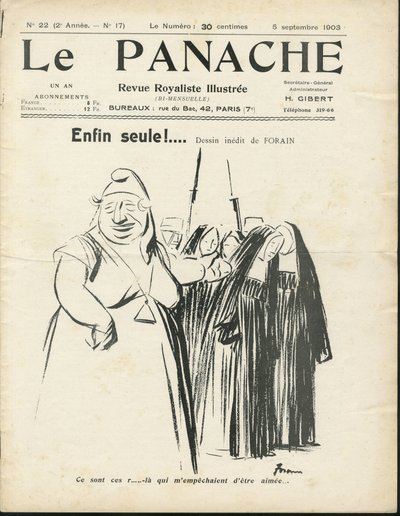 ジャン＝ルイ・フォラン（1852-1931）による「Le Panache」表紙のイラスト（王室向けイラスト誌「Le Panache」第20号 作： Jean Louis Forain