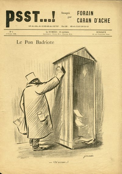 ジャン・ルイ・フォラン（1852-1931）が描いた「Psst...」のイラスト。 作： Jean Louis Forain