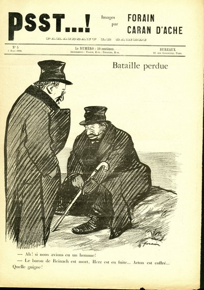 ジャン・ルイ・フォラン（1852-1931）が描いた「Psst...」のイラスト。 作： Jean Louis Forain