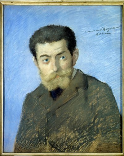 フランスの作家Charles Marie Georges Huysmans dit Joris Karl Huysmans（1848-1907）の肖像 Jean-Louis Forain（1852-1931）のパステル画 日。0,55x0,44 m 19世紀・フランスの作家シャルル・マリー・ジョルジュ・ヒュイスマンス（Joris Karl Huysmans）の肖像 作： Jean Louis Forain