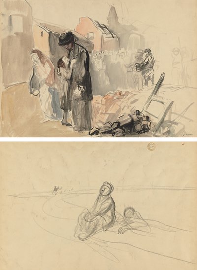 Reconquered Territory (reconquered Territory) (右) 道路上の 2 つの人物 (裏面) 作： Jean Louis Forain