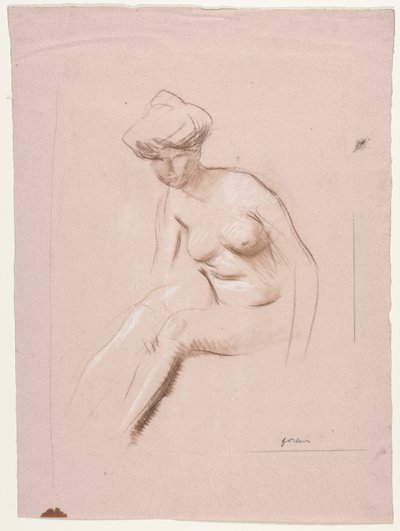 着席ヌード、第4四半期1800年代または最初の3分の1900年代。 作： Jean Louis Forain