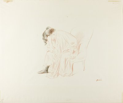 座っている女性、右手で頭 作： Jean Louis Forain
