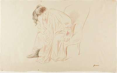 座っている女性、右手で頭 作： Jean Louis Forain