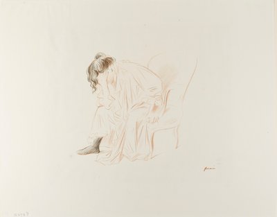 座っている女性、右手で頭 作： Jean Louis Forain