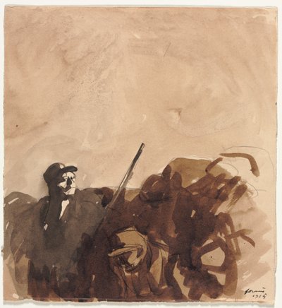 トレンチレクトリクライニングウーマンヴァーソの兵士、1915年。 作： Jean Louis Forain