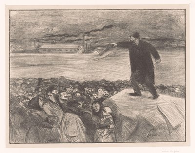 工場労働者のストライキ シーン ド グレーブ 作： Jean Louis Forain