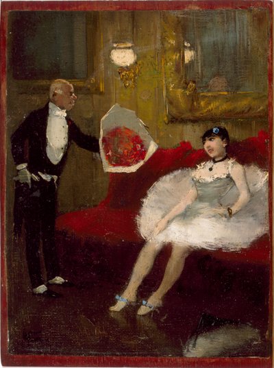 崇拝者、c.1877-79（キャンバスに油彩、木に取り付け） 作： Jean Louis Forain
