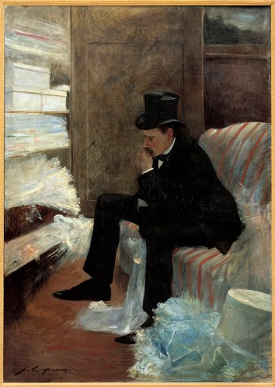未亡人』 ジャン・ルイ・フォラン（1852-1931）の絵画 19世紀 油彩・カンヴァス 薄暗い。1,41x1 m パリ、オルセー美術館 「未亡人。ジャン・ルイ・フォラン(1852-1931)の絵画 作： Jean Louis Forain