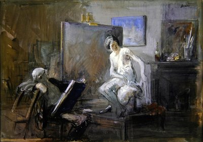 画家とモデル（チョーク＆ガッシュ） 作： Jean Louis Forain