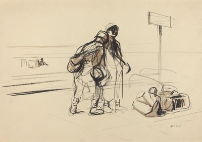 掲示板の近くにいる2人のフランス兵、191419年頃 作： Jean Louis Forain