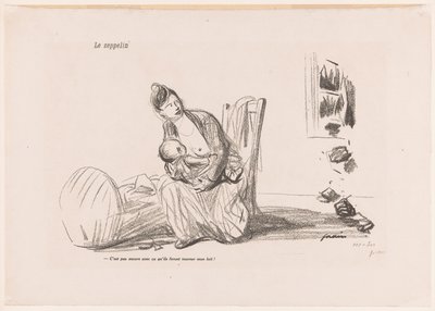 ダイヤモンドが飛び散る間、母乳で育てる女性 Le zeppelin (オブジェクトのタイトル) 作： Jean Louis Forain