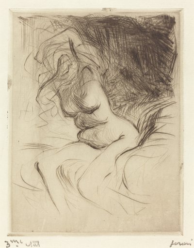 シュミーズを脱ぐ女性 作： Jean Louis Forain