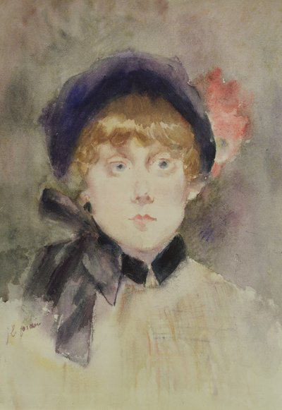 青い帽子の若い女性、1883年（トイレ） 作： Jean Louis Forain