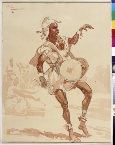 Afrikkalainen muusikko (akvarelli) 作： Jean Louis Paguenaud