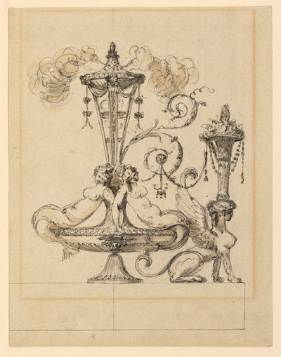 装飾的なアラベスクのデザイン 作： Jean Louis Prieur the Younger