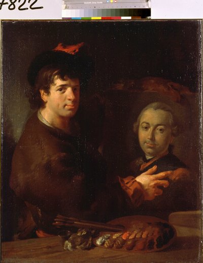 自画像。 Jean Louis de Velly (1730-1809) の絵画。 キャンバスに油彩、96 x 80 cm、18 世紀のフランス美術。 エルミタージュ美術館、サンクトペテルブルク。 作： Jean Louis de Velly