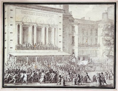 オペラ座の扉を閉じる人々7月12日 作： Jean Louis the Younger Prieur