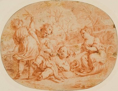 寓意的な子供たちの喧嘩の場面 作： Jean Marc Nattier