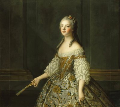 フランスのアデレード夫人、1732～1800 年、扇を持っている。 作： Jean Marc Nattier