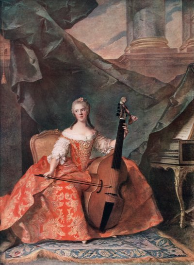 ヘンリエッテドフランスマダム、バスヴィオールを演奏する法廷衣装を着た1754年 作： Jean Marc Nattier