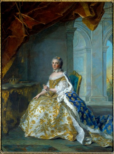 フランスのルイーズ・エリザベート（スペインのインファンテ、パルマ公爵夫人）の肖像（1727-1759年） ジャン・マルク（Jean-Marc）・ナティエ（1685-1766年）の絵画 1761年 日 2,4x1,84m 作： Jean Marc Nattier