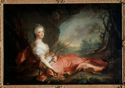 ルイ15世の娘、ダイアン姿のフランスのアデライド夫人（1732～1799年）の肖像 ジャン・マルク（Jean-Marc）・ナティエ（1685～1766年）の絵画 18世紀 日 1,04x1,41 m 作： Jean Marc Nattier
