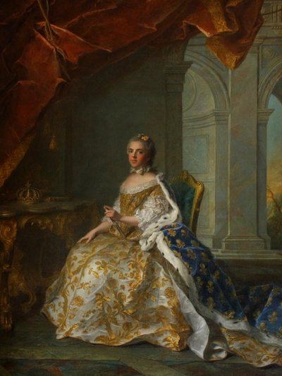 パルマ公爵夫人ルイーズ・エリザベート（1727-1759）の宮廷衣装姿の肖像画（遺作 作： ジャン・マルク・ナティエ