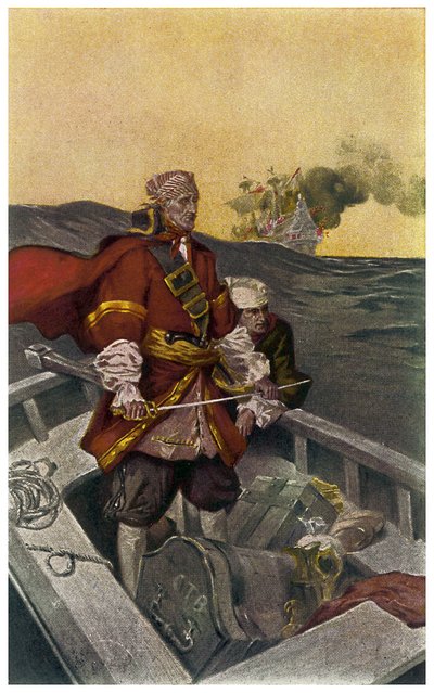 ウェールズの海賊であるヘンリー・モーガン（1635-1688）の肖像 J・N・マルシャン（1883-1941）によるイラスト 1903年の「Sir Henry Morgan Buccaneer」より 作： Jean Marchand
