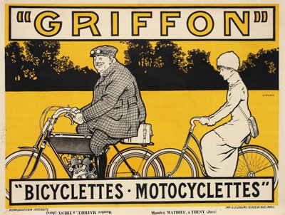 グリフォン自転車オートバイ、c。 1905年。 作： Jean Matet